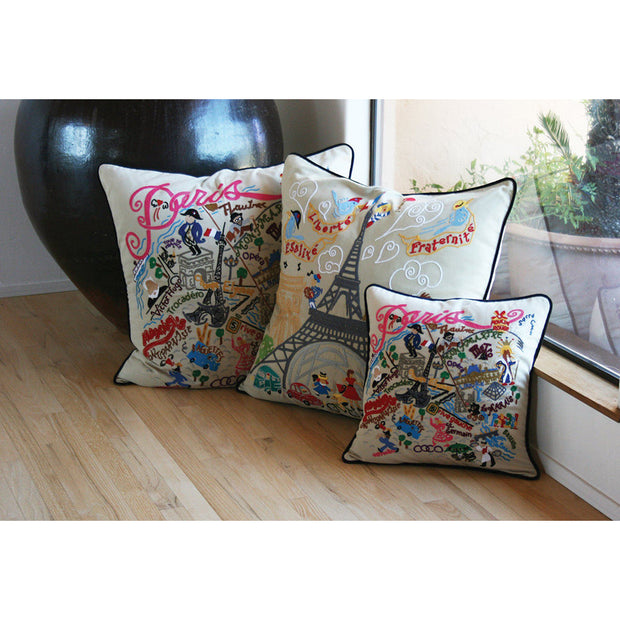 Eiffel Tower Paris Hand-Embroidered Pillow-2